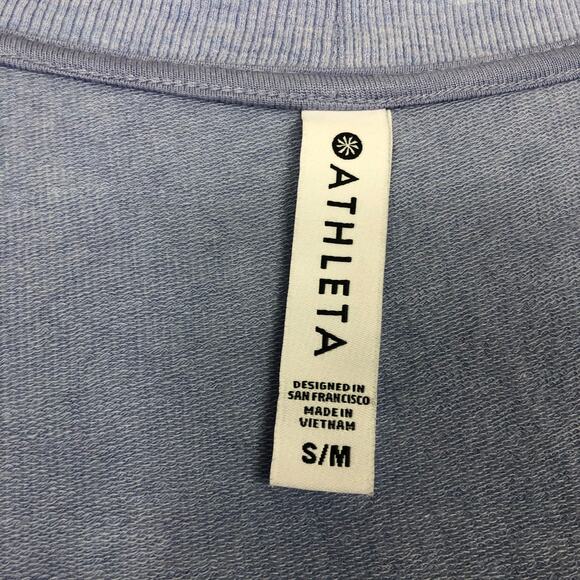 Athleta Lotus Textured Wrap Cardigan S/M Light Blue Open Shrug Cozy Relaxed - Picture 5 of 13